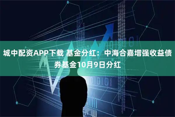城中配资APP下载 基金分红：中海合嘉增强收益债券基金10月9日分红