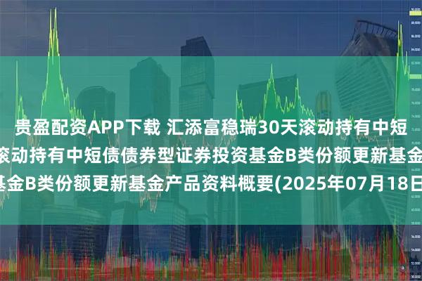贵盈配资APP下载 汇添富稳瑞30天滚动持有中短债B: 汇添富稳瑞30天滚动持有中短债债券型证券投资基金B类份额更新基金产品资料概要(2025年07月18日更新)